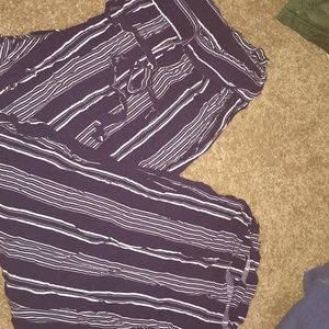 Navy blue and white striped pants